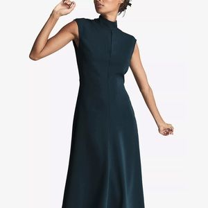 Reiss Livvy Mock Neck Open Back Fit & Flare Dress